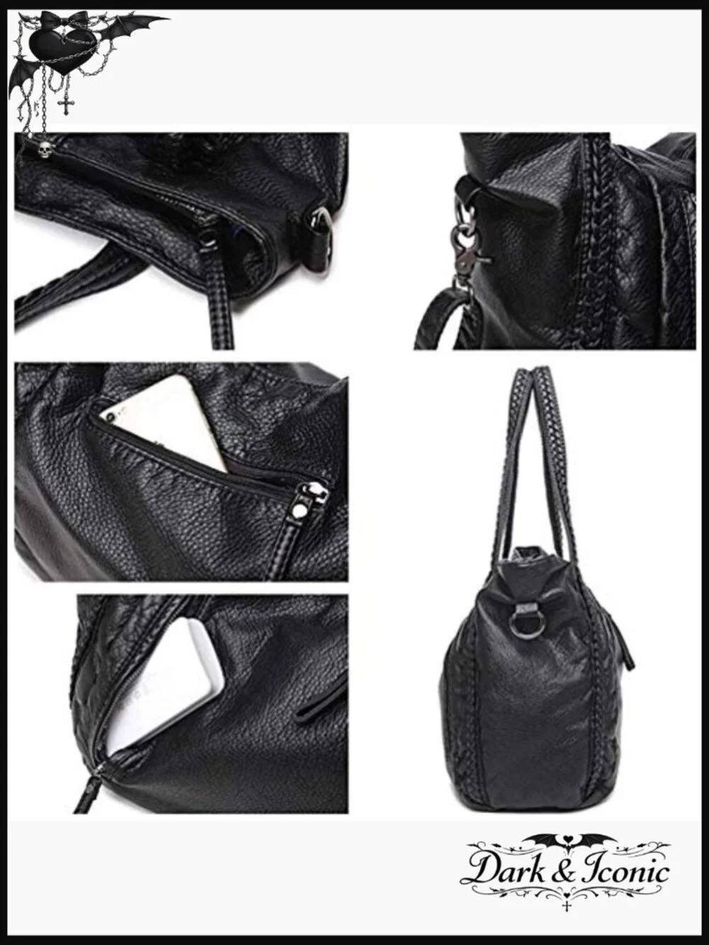 Large Slouchy Hobo Tote Bag Oversized Shoulder Handbag Multi-Pockets - Picture 6 of 7